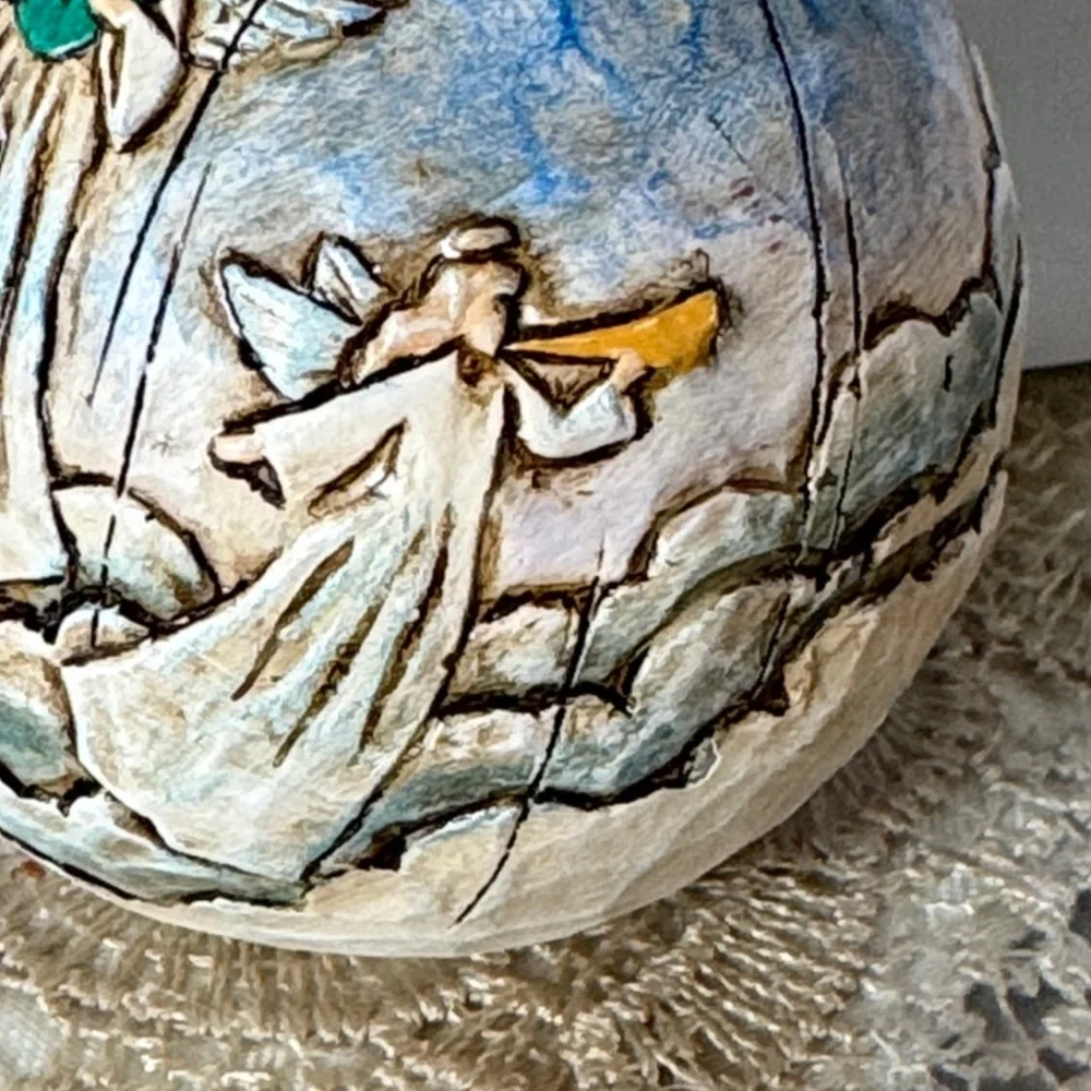 Vintage decoupage Angels Christmas tree ball ornament